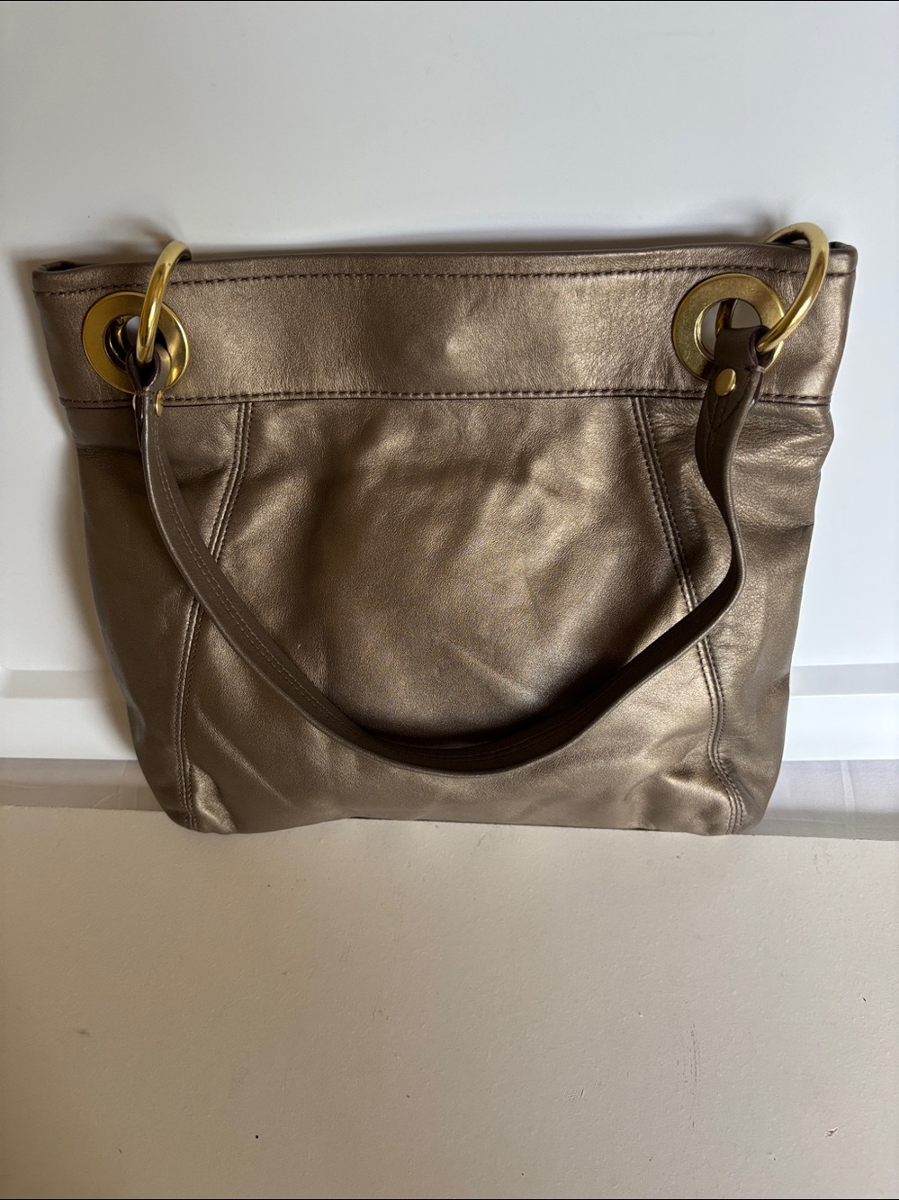 Coach Ashley Hippie Leather Bag, Bronze Leather Gold Hardware F17605 Good Shape - Picture 7 of 10